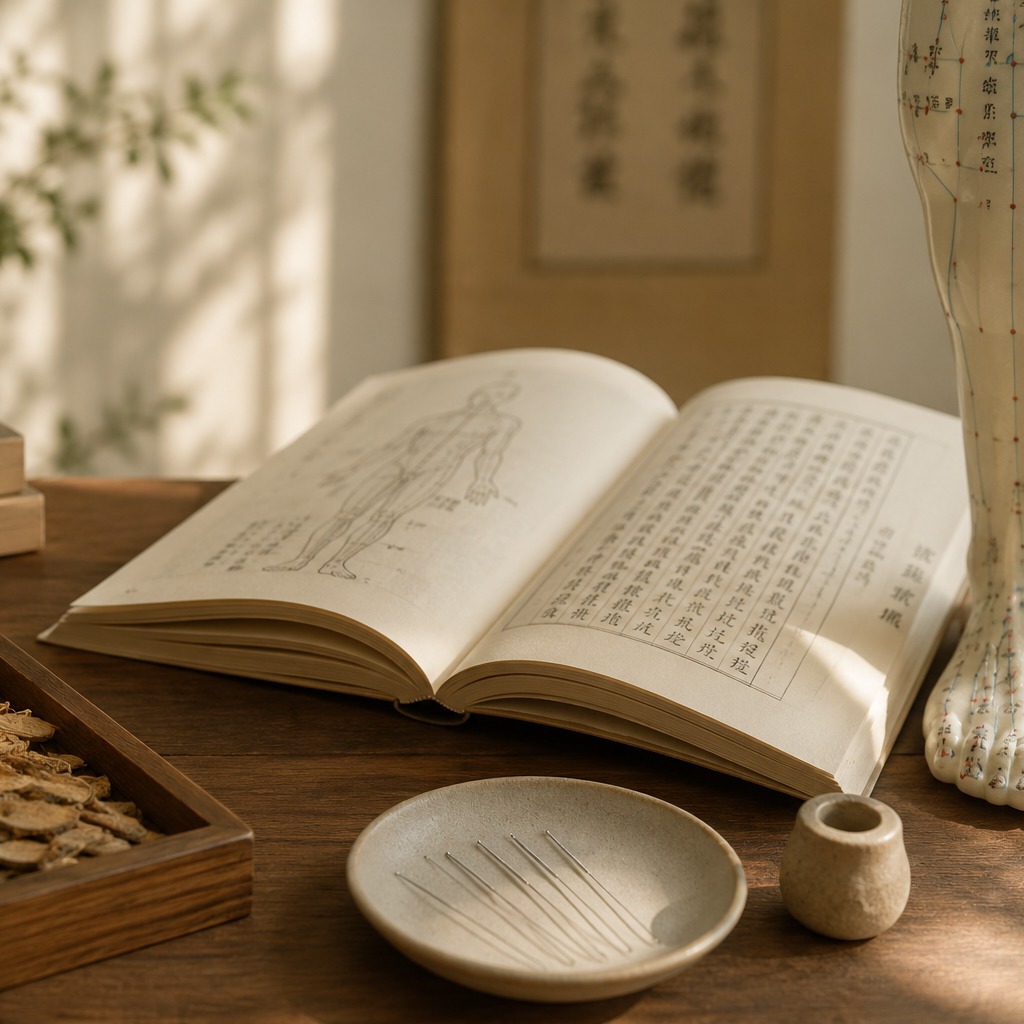 Atmosphère calme d’une séance d’acupuncture traditionnelle chinoise